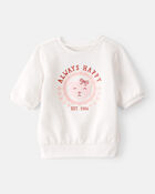 Toddler Girl Always Happy French Terry Short-Sleeve Top - Ivory, image 1 of 4 slides