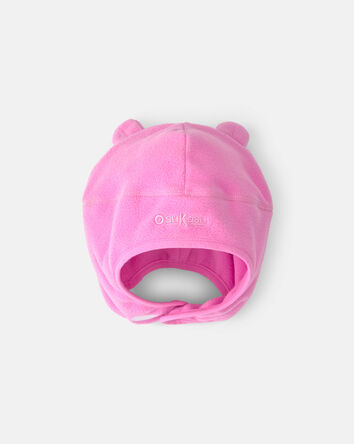 Baby Girl Fleece Hat With Chinstrap- Pink, 