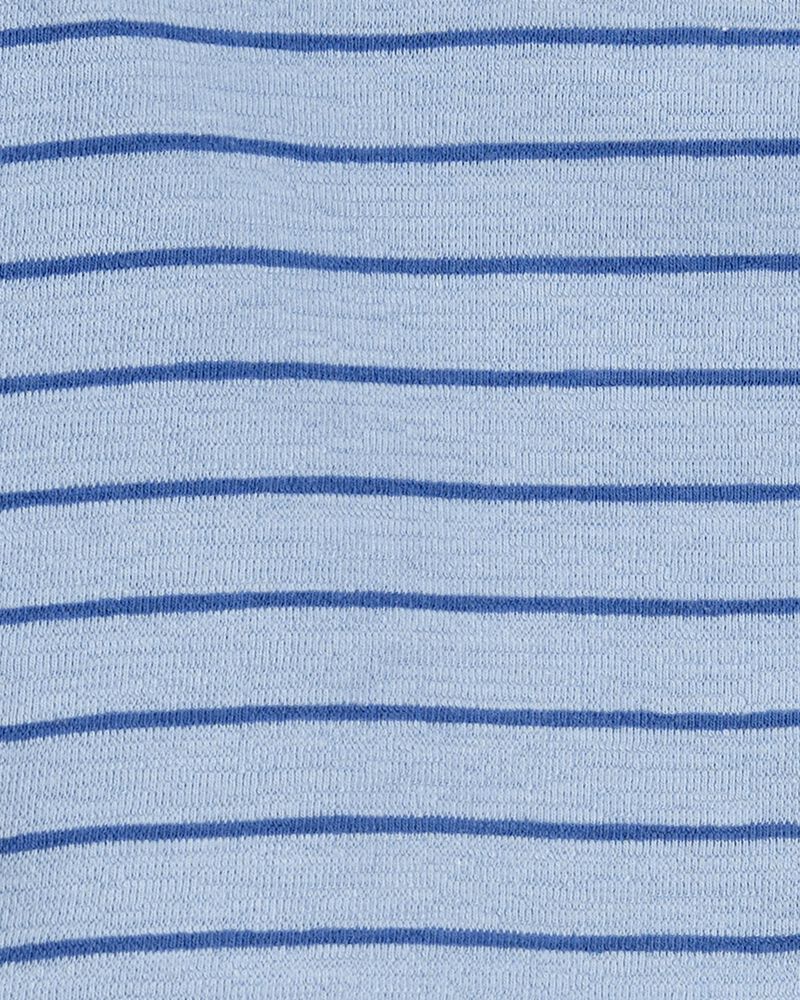 Baby 2-Piece Striped Henley Outfit Set - Blue, image 2 of 3 slides