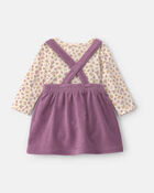Baby Girl 2-Piece Fox Velvety Long-Sleeve Dress Set - Purple/Cream, image 2 of 6 slides