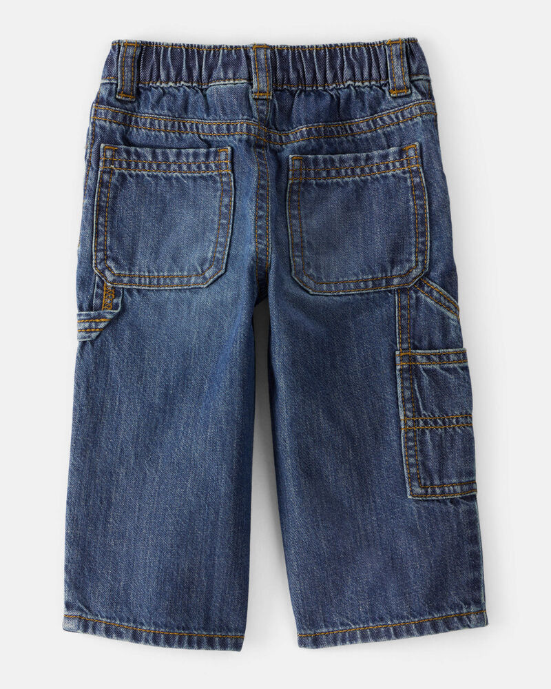 Baby Boy Wide-Leg Carpenter Denim Jeans - Medium Wash, image 2 of 4 slides