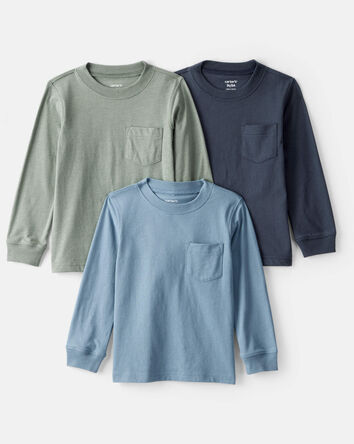 Tout-petit garçon - Emballage de 3 t-shirts à manches longues - Bleu/Vert, 