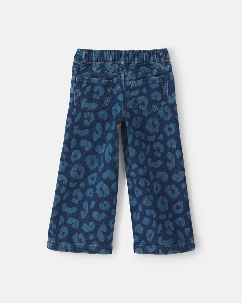 Toddler Girl Leopard Denim Wide-Leg Jeans - Dark Wash, image 2 of 5 slides