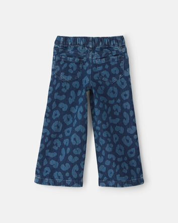 Toddler Girl Leopard Denim Wide-Leg Jeans - Dark Wash, 