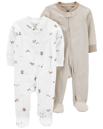 2-Pack Zip-Up Sleeper Pyjamas, 