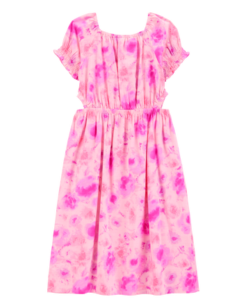 Kid Cloud-Dye Linen Look-alike Maxi Dress- Pink, 