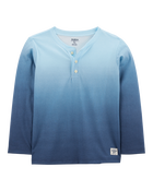 Kid Ombre Long-Sleeve Henley Shirt - Blue, image 1 of 3 slides