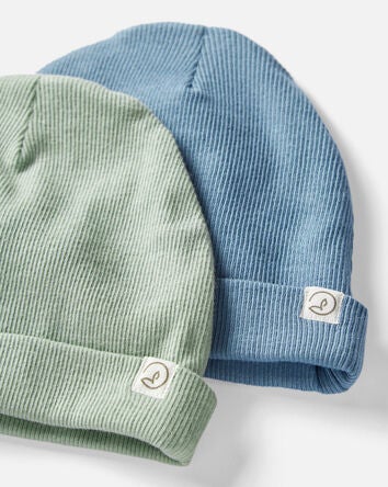 Baby 2-Pack Organic Cotton Rib Caps, 