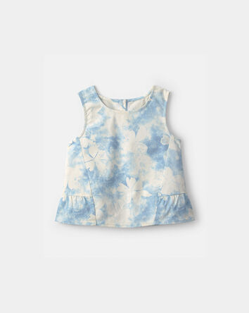 Filles - D&eacute;bardeur &agrave; motif floral d&eacute;lav&eacute; - Ivoire/bleu, 