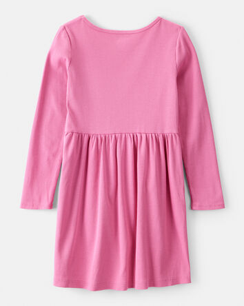 Filles - Robe à manches longues en coton - Rose, 