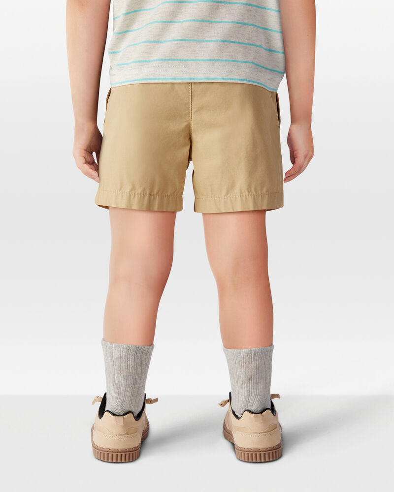 Toddler Pull-On Poplin Shorts - Khaki, image 3 of 6 slides