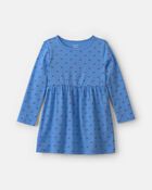 Toddler Girl Bow Long-Sleeve Dress - Blue, image 1 of 4 slides