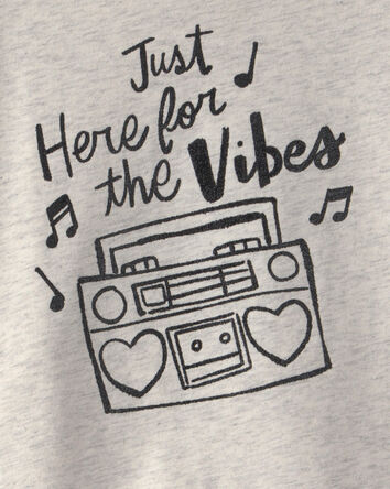 Toddler Girl 'Vibes' Music Graphic Tee - Grey, 