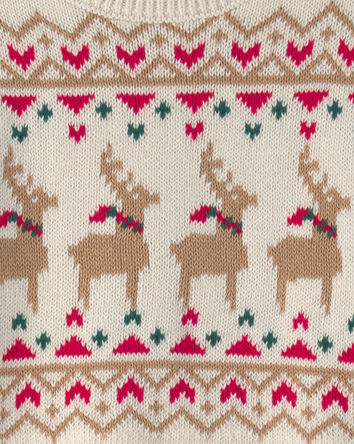 Toute-petit fille - Chandail jacquard &agrave; motif renne &ndash; Cr&egrave;me, 