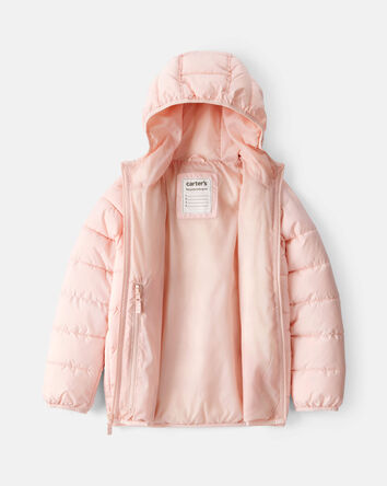Girls Midweight Packable Puffer - Pink, 
