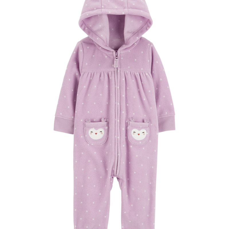 Purple Baby Owl Hooded Zip Up Fleece Jumpsuit Carter s Oshkosh Canada