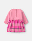Baby Girl 3-Piece Buffalo Check Flannel Long-Sleeve Dress Set - Pink, image 2 of 4 slides