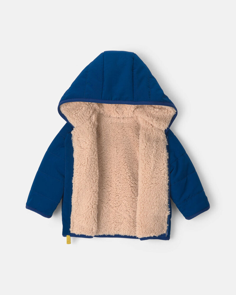 B&eacute;b&eacute; gar&ccedil;on - Blouson matelass&eacute; avec doublure en molleton teddy &ndash; Bleu/Jaune, image 2 sur 3 diapositives