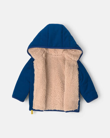 B&eacute;b&eacute; gar&ccedil;on - Blouson matelass&eacute; avec doublure en molleton teddy &ndash; Bleu/Jaune, 