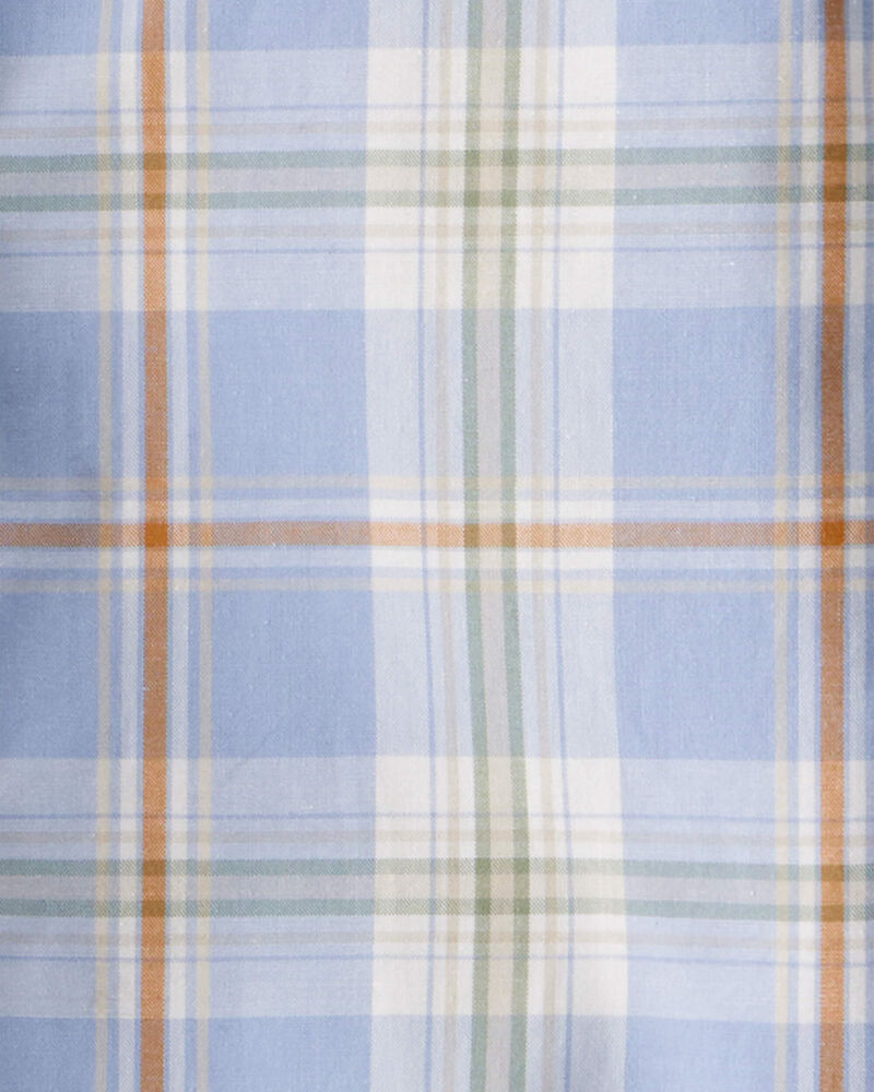 Toddler Poplin Plaid Button-Front Shirt  -Blue/Orange/White, image 3 of 4 slides