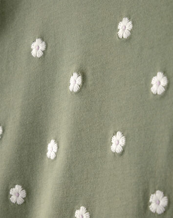 Baby Girl Floral Embroidered Top - Green, 