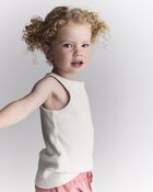 Toddler Girl Ribbed Tank Top - Cream, image 1 of 6 slides