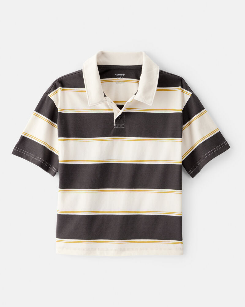 Boys Cotton Short-Sleeve Stripe Polo, image 1 of 3 slides
