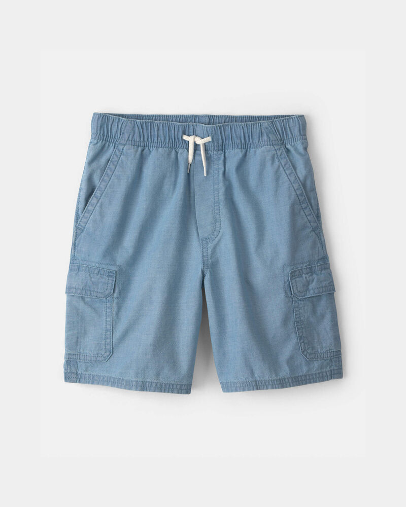 Gar&ccedil;ons - Short cargo en chambray - Bleu, image 1 sur 4 diapositives