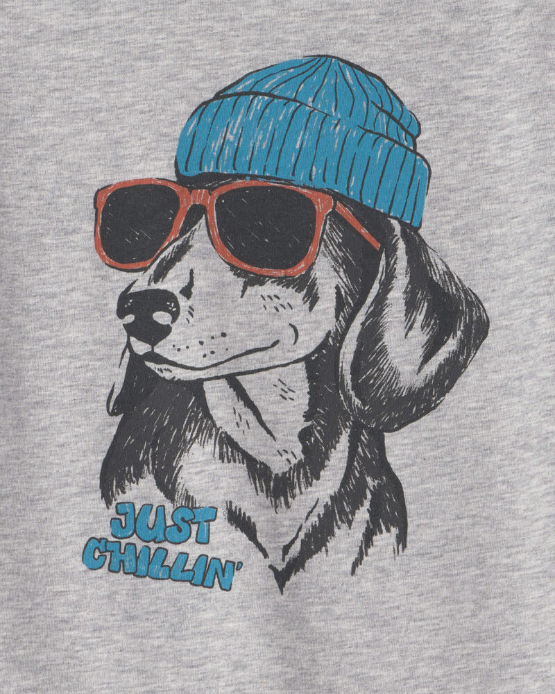 Boys Just Chillin' Dog Long-Sleeve Graphic Tee - Gray, image 2 of 3 slides