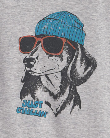 Boys Just Chillin' Dog Long-Sleeve Graphic Tee - Gray, 