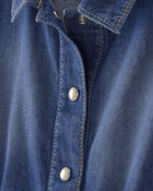 Toddler Girl Denim Button-Up Dress - Dark Wash, image 3 of 5 slides
