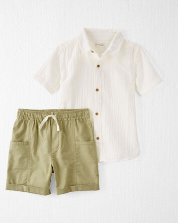 Button-Front Shirt and Shorts Set Made with Organic Cotton
, 