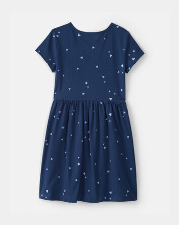 Filles - Robe &agrave; manches courtes, c&oelig;urs - Bleu, 