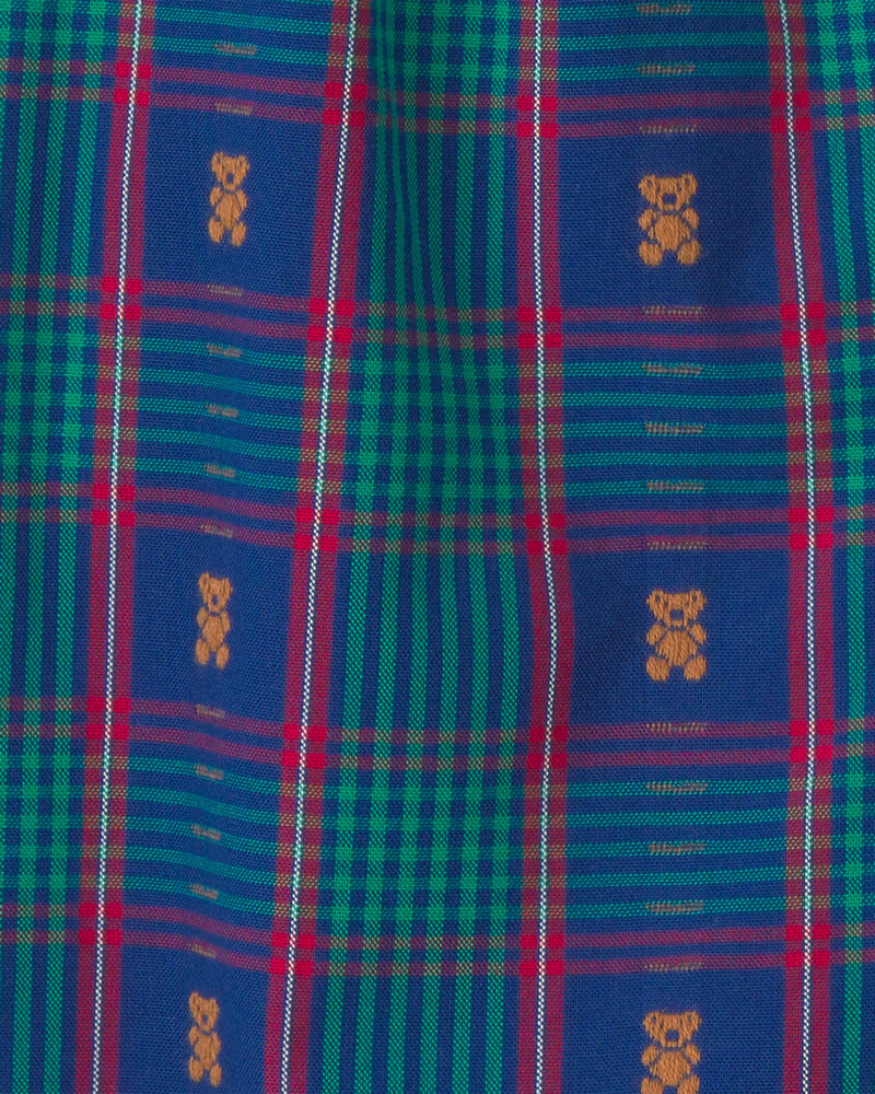 Baby Girl Plaid Bear Overalls - Blue, image 3 of 4 slides