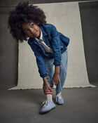 Girls Denim Long-Sleeve Top - Medium Wash, image 4 of 7 slides