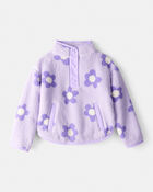 Toddler Girl Floral Sherpa Quarter-Zip Pullover - Purple, image 1 of 3 slides