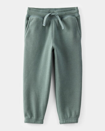 Toddler Boy Solid Fleece Drawstring Joggers - Green, 