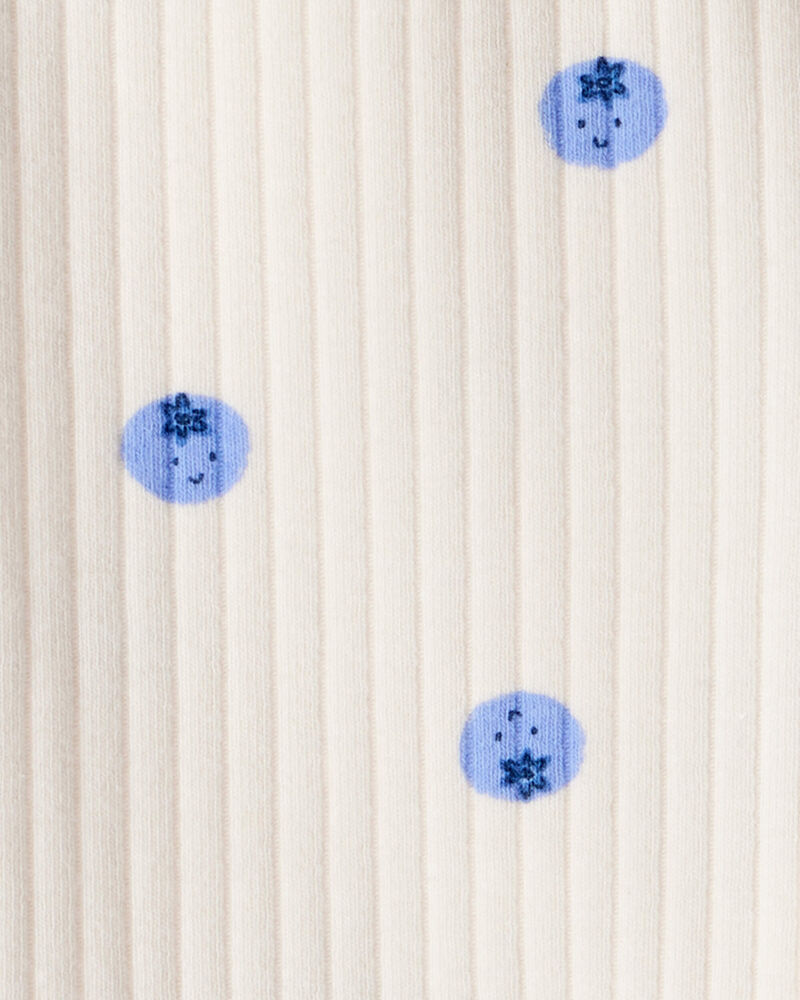 Baby Girl Blueberry Print Cotton Pull-On Pants - White, image 3 of 4 slides