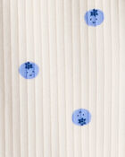 Baby Girl Blueberry Print Cotton Pull-On Pants - White, image 3 of 4 slides