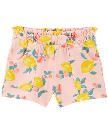 Lemon Print Pull-On Shorts, 