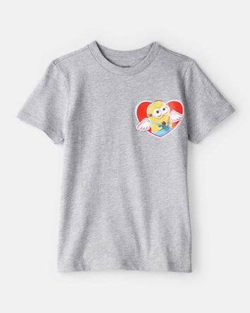 Gar&ccedil;ons - T-shirt &agrave; manches courtes &agrave; imprim&eacute; Minions, Saint-Valentin - Gris, 