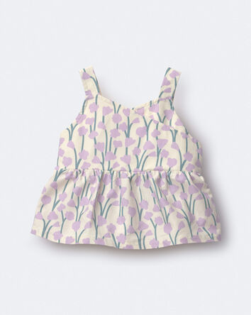 Toddler Girl Peplum Tank Top in Wildflower Print - Cream, 