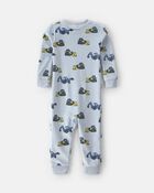 Baby Boy Construction 2-Way Zip Dreamplush 1-Piece Pyjama - Blue, image 2 of 4 slides