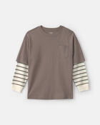 Boys Striped Long-Sleeve T-Shirt - Grey, image 1 of 3 slides