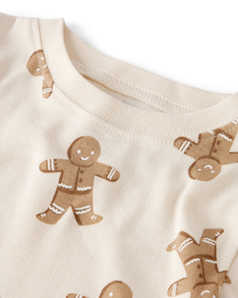Adult Organic Cotton Pyjamas Set in Gingerbread Man Print, image 2 of 4 slides