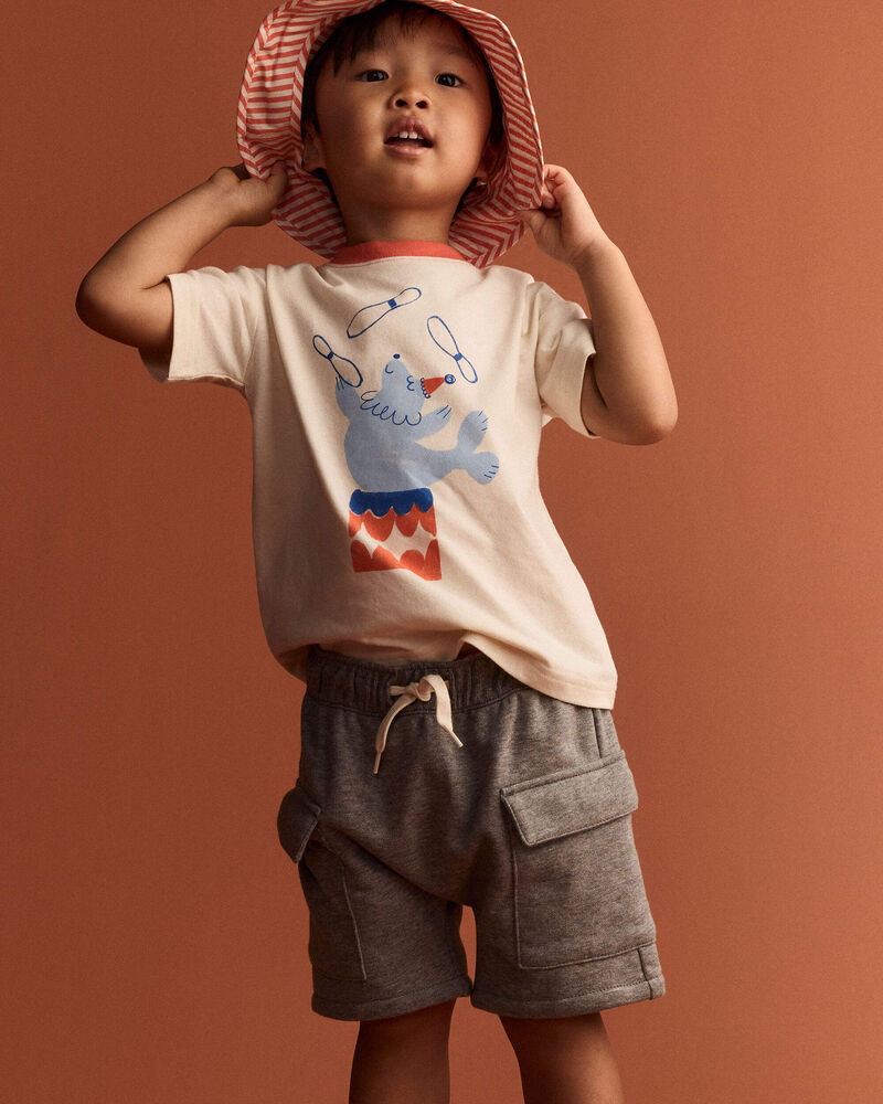 Toddler Boy French Terry Cargo Short with Pockets - Grey, image 6 of 7 slides