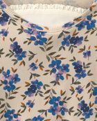 Filles - Haut manches longues &agrave; motif floral - Bleu/Cr&egrave;me, image 3 sur 3 diapositives