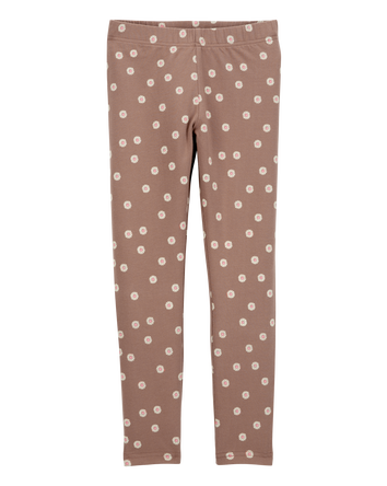 Kid Floral Stretch Leggings - Brown, 