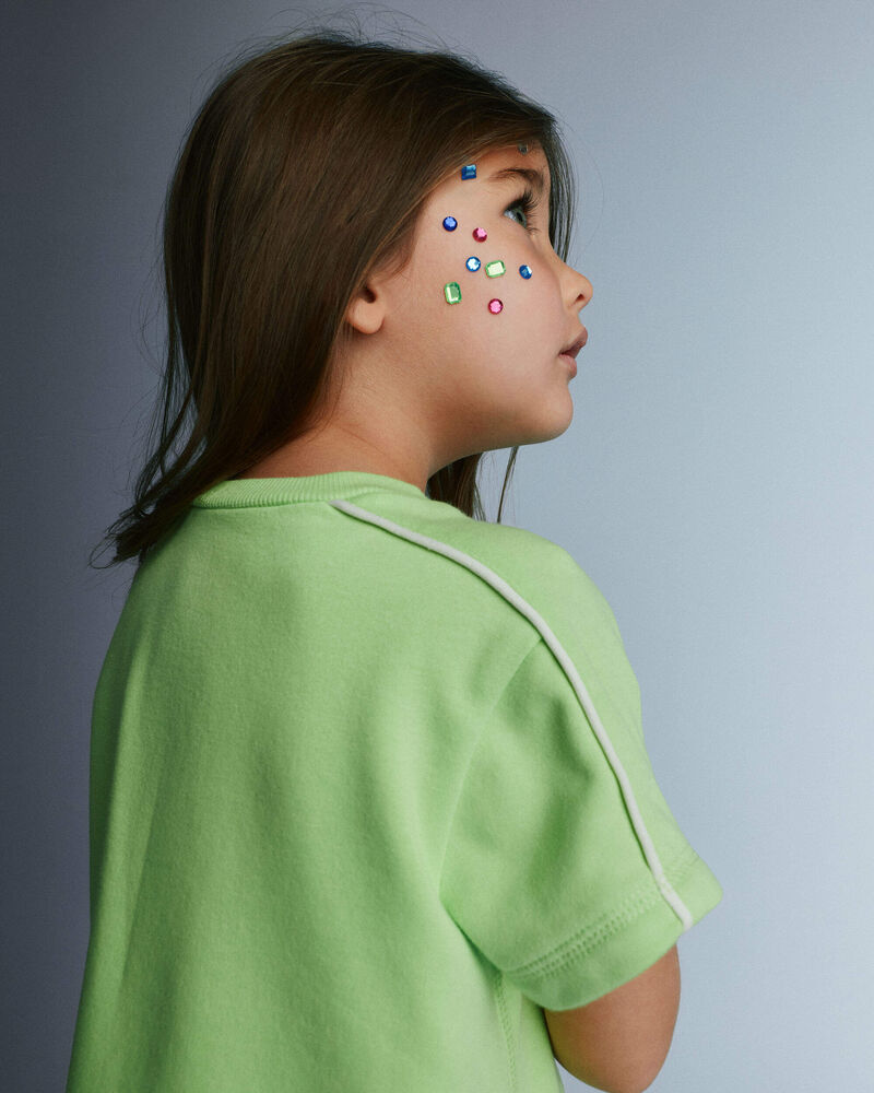 Tout-petit fille - Robe t-shirt henley - Vert lime, image 4 sur 6 diapositives