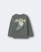 Tout-petit gar&ccedil;on - T-shirt &agrave; manches longues &agrave; imprim&eacute; &laquo;Chillin&rsquo;&raquo; - Olive, image 6 sur 7 diapositives